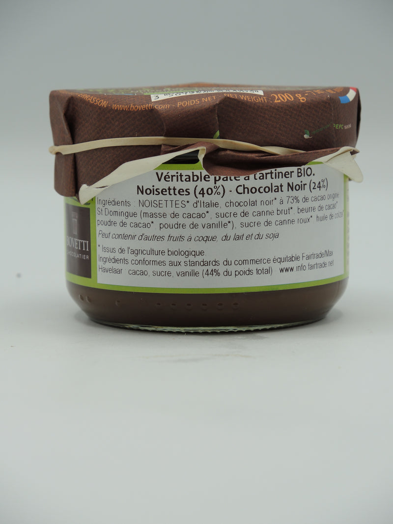 Pâte à tartiner Noisette Chocolat Noir bio, 350g, Bovetti