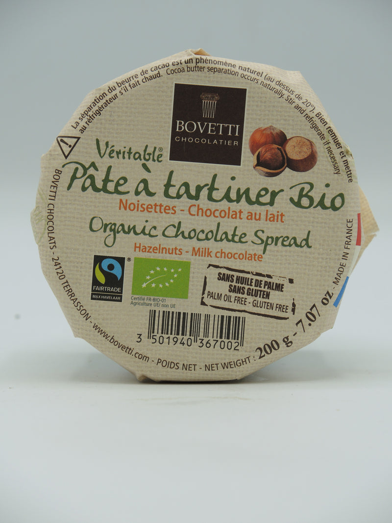 Pâte à tartiner Noisette Chocolat au Lait bio, 350g, Bovetti