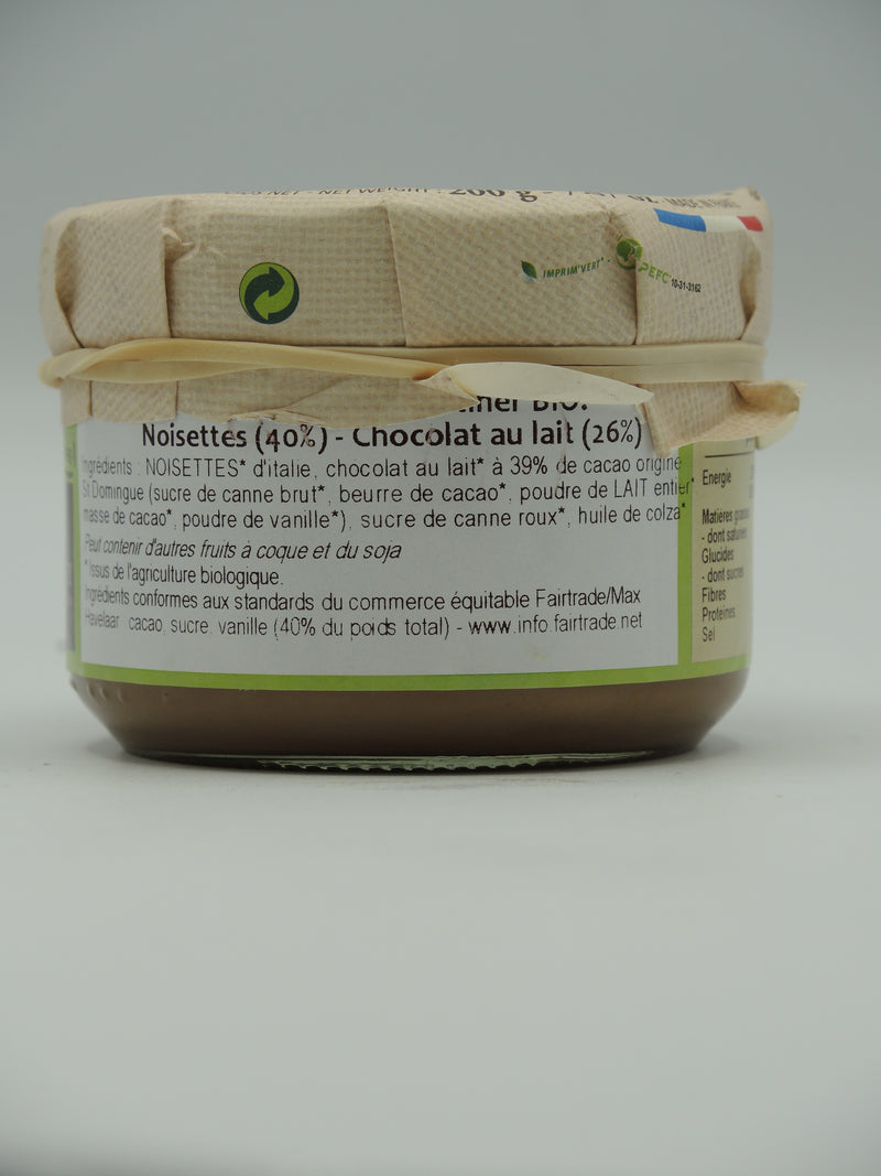 Pâte à tartiner Noisette Chocolat au Lait bio, 350g, Bovetti