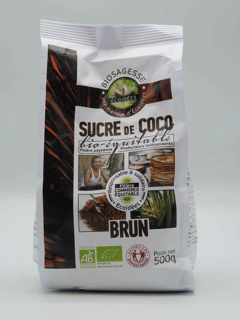 Sucre de coco brun, 500g, Ecoidées