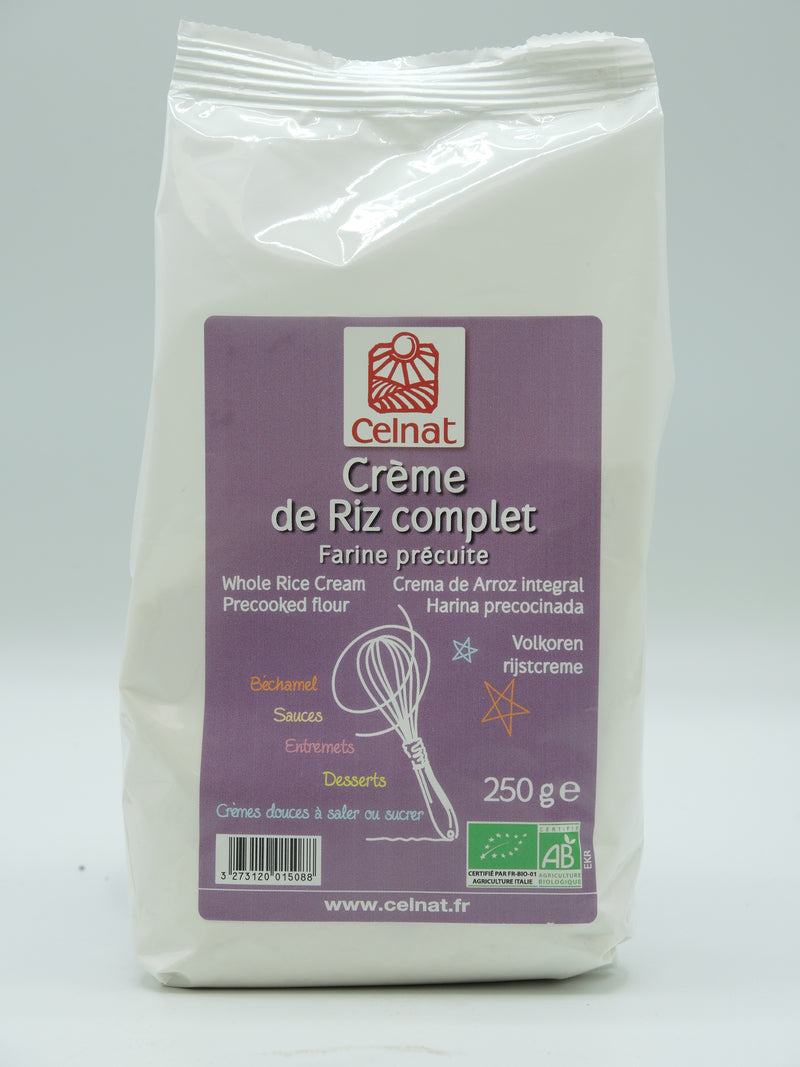 CRÈME DE RIZ COMPLET, farine précuite, 250g, Celnat