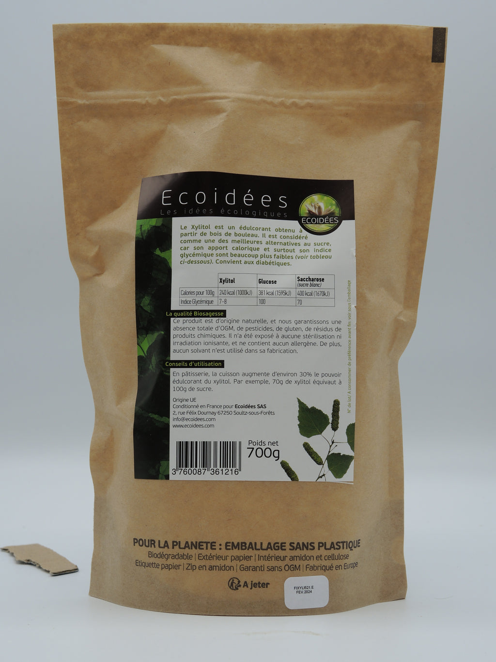 Xylitol (Sucre de bois de bouleau ) - 700g, Ecoidées