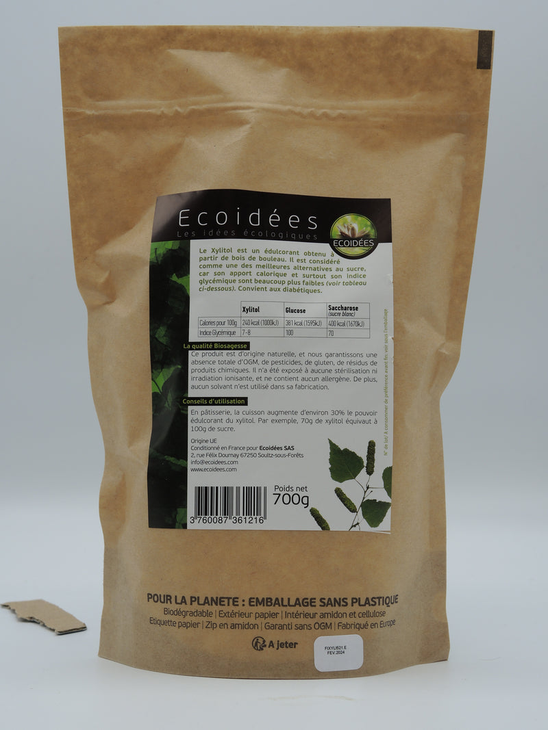Xylitol, sucre de bouleau édulcorant, 700g, Ecoidées