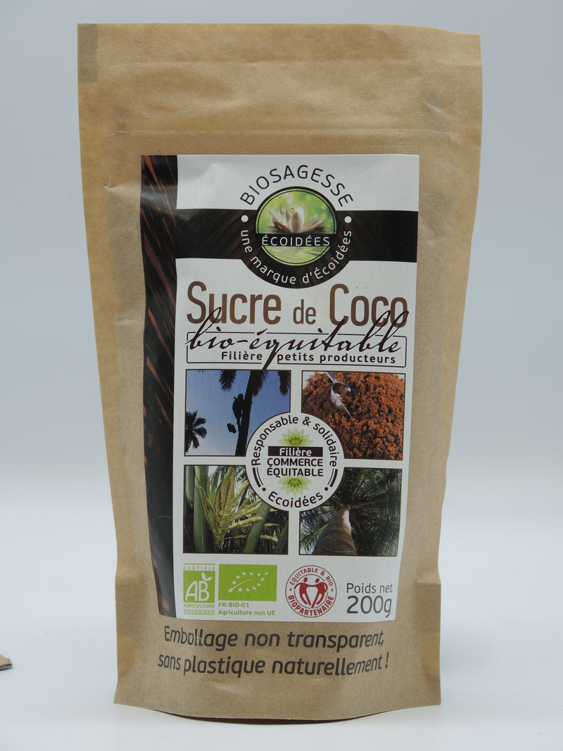 Sucre de coco bio-équitable, 200g, Ecoidées