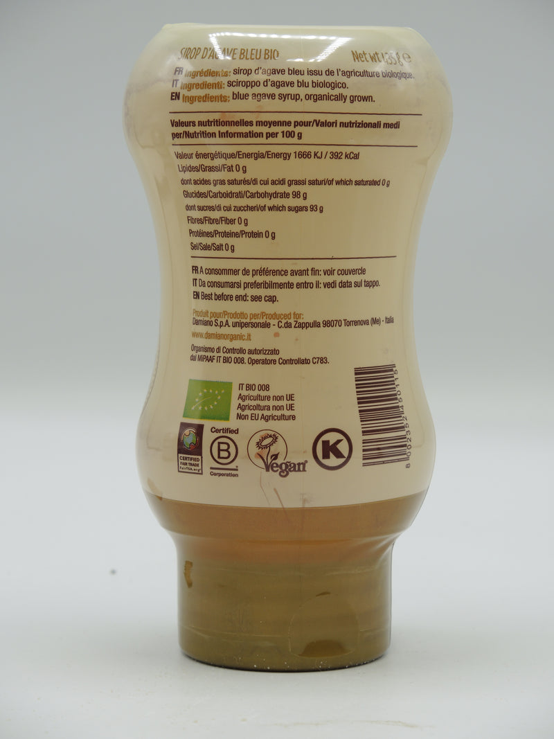 Sirop d’agave bleu bio en bouteille, 435g, Damiano