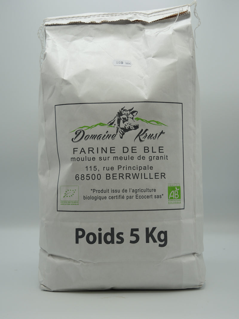 Farine Bio de blé T80 Semi-Complète, 5kg, Ferme Krust d'Alsace