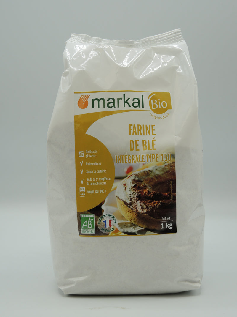 Farine de blé intégrale type 150, 1kg, Markal