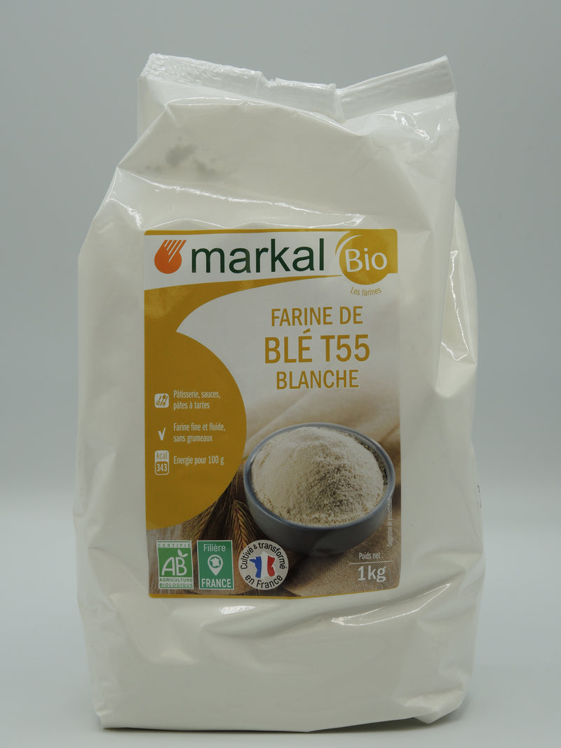 Farine de blé T55 blanche, 1kg, Markal