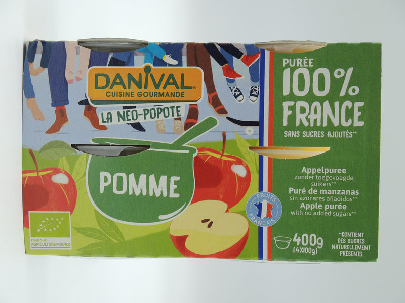Purée 100% France Pomme bio 4 x 100g, DANIVAL