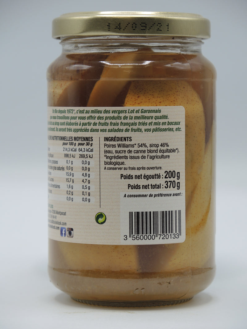 Poires Williams au sirop, 370g, Bioloklock