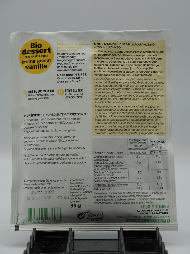 Crème dessert saveur vanille, 35g, Natali