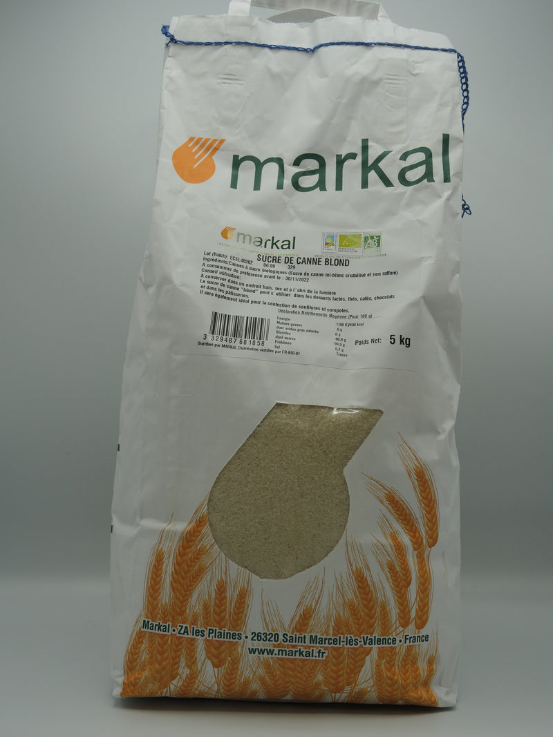 Sucre de canne blond, 5kg, Markal