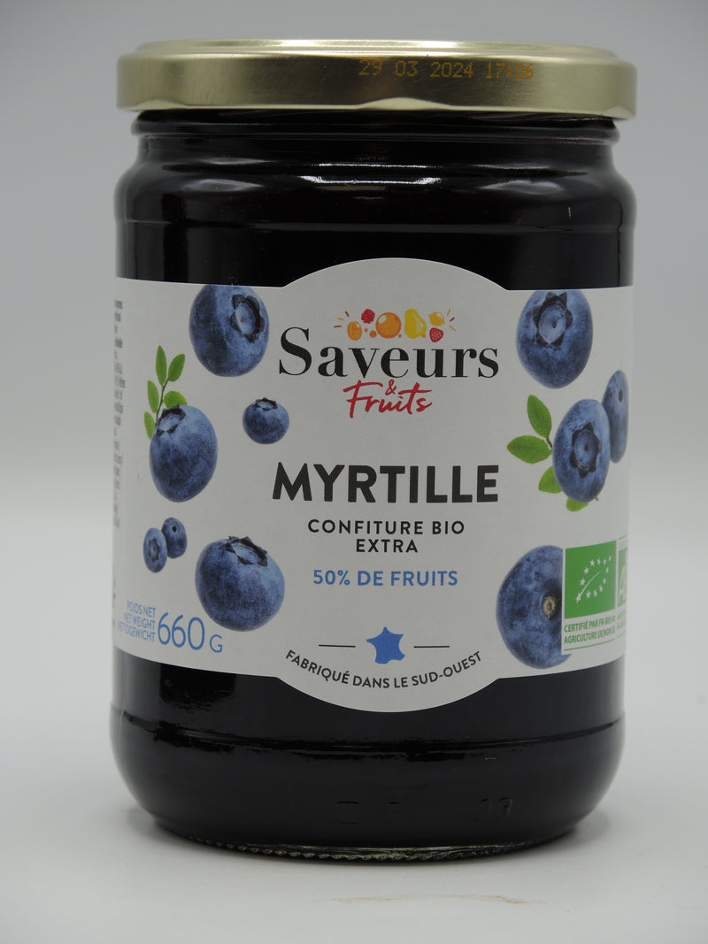 Confiture bio extra Myrtille, 660g, Saveurs & Fruits