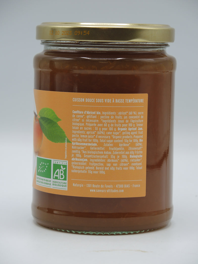 Confiture extra bio, Abricot, 600g, Saveurs attitudes