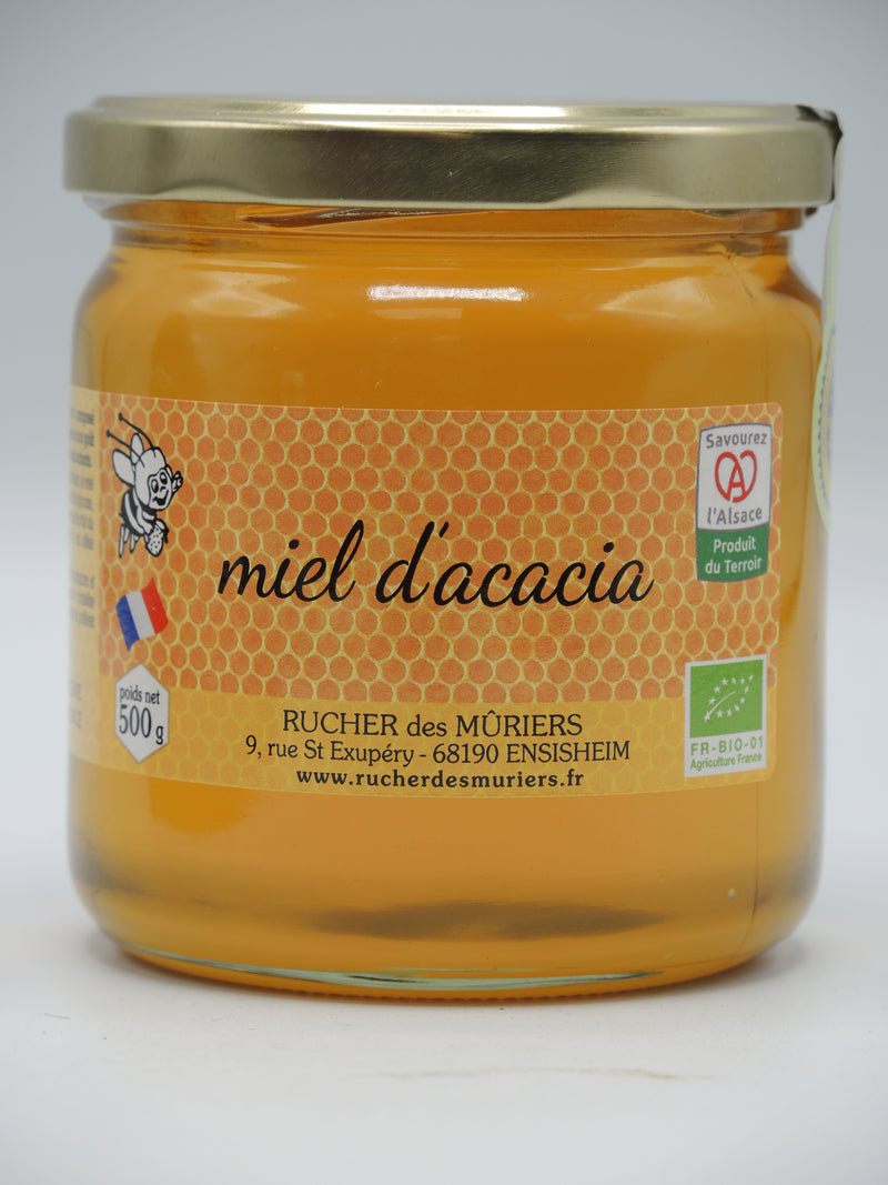 Miel d'Acacia Bio IGP d'Alsace, 500g, Le Rucher des Mûriers, Origine Alsace