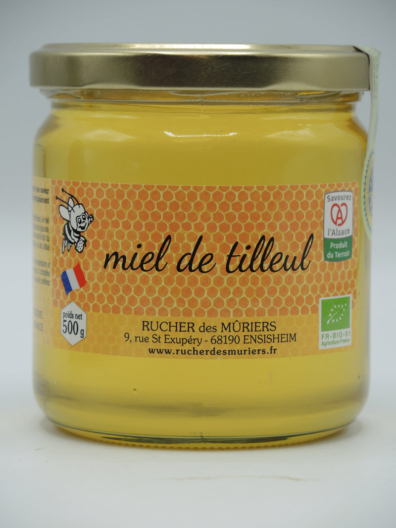 Miel de Tilleul Bio IGP d'Alsace, 500g, Rucher des mûriers, Origine Alsace