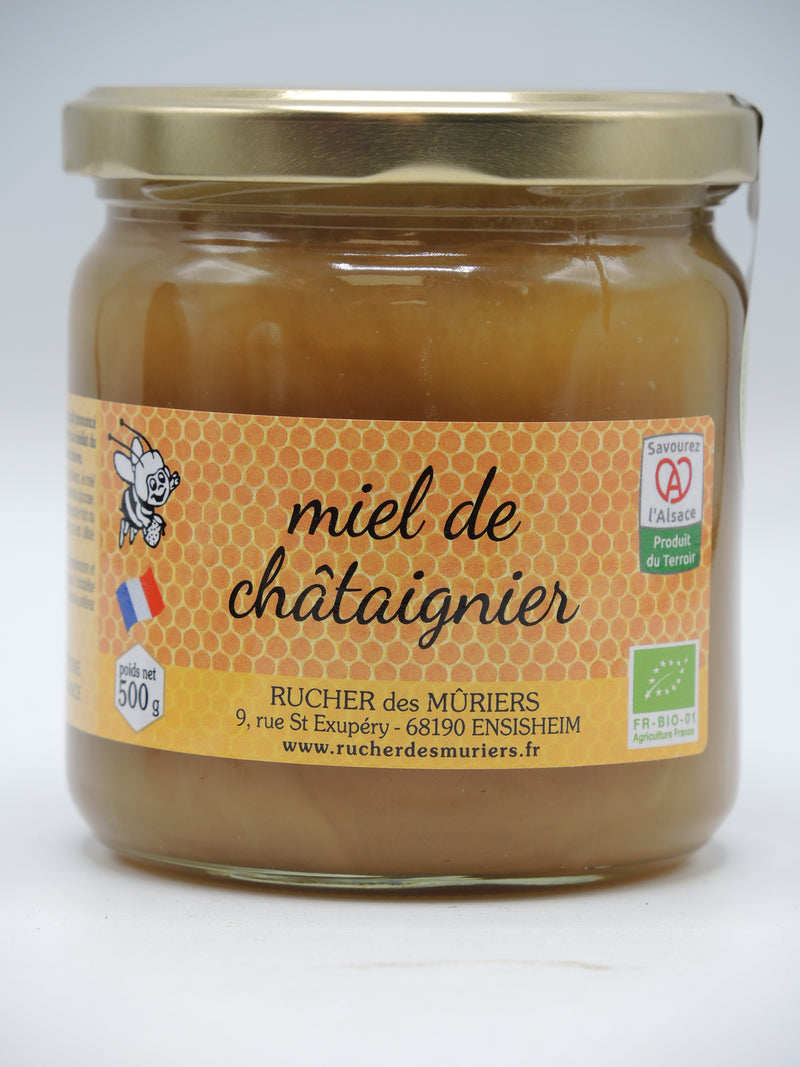 Miel de Châtaignier Bio d'Alsace, 500g, le Rucher des mûriers, Origine Alsace