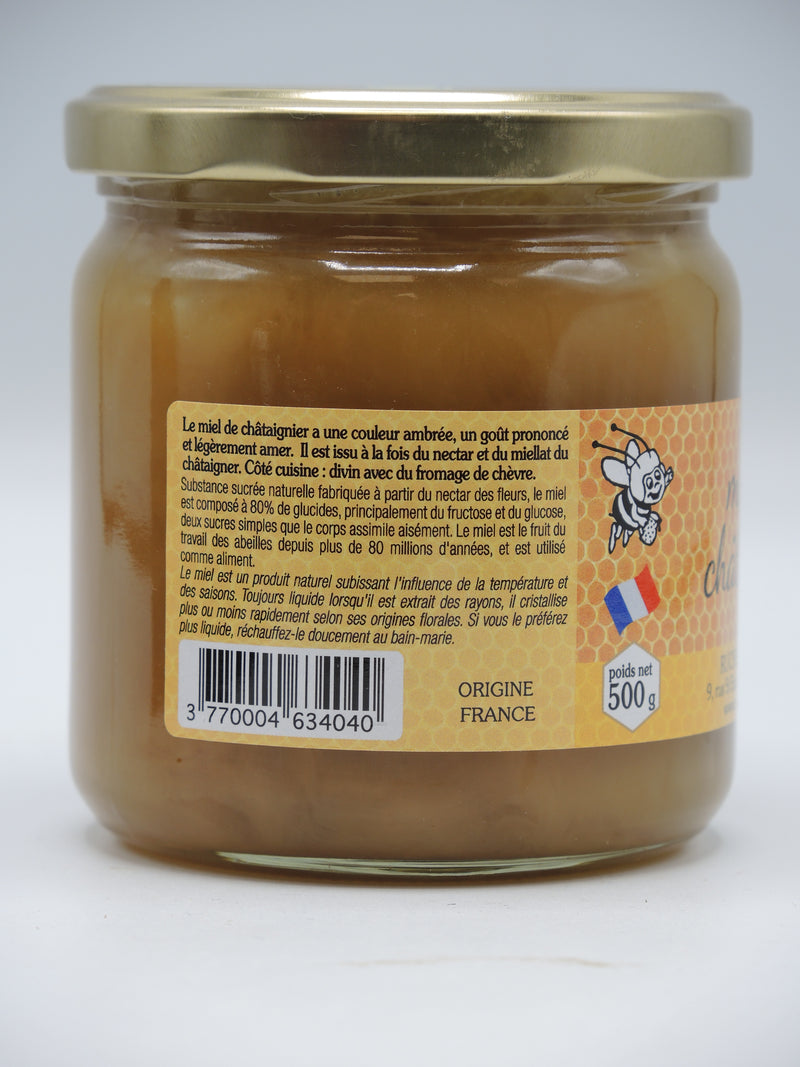 Miel de Châtaignier Bio IGP d'Alsace, 500g, Rucher des mûriers, Origine Alsace