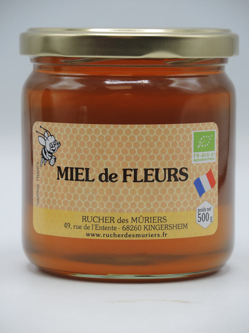 Miel de fleurs, 500g, Rucher des mûriers, Origine Alsace