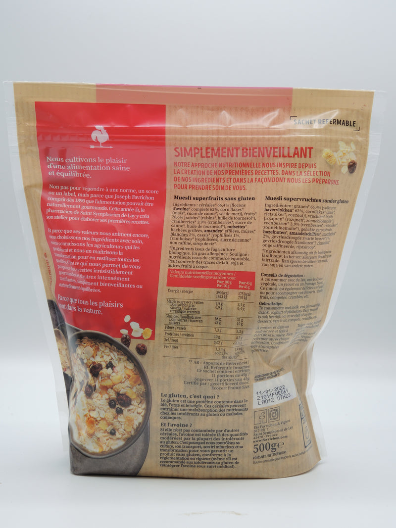 MUESLI BIO SUPERFRUITS, 500g, Favrichon