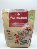 MUESLI BIO CROUSTILLANT CRANBERRY MYRTILLE FRAMBOISE, 450g, Favrichon