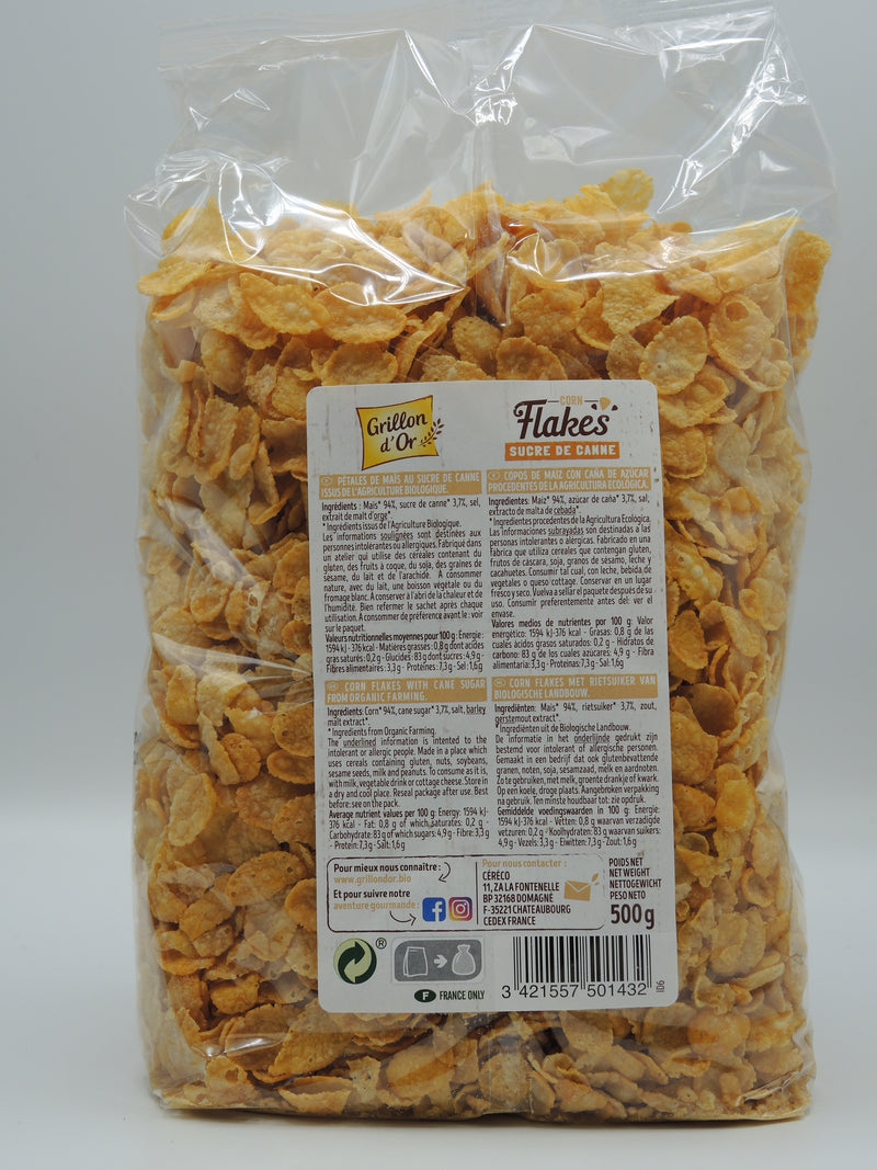 CORN FLAKES AU SUCRE DE CANNE 500G, Grillon d'or