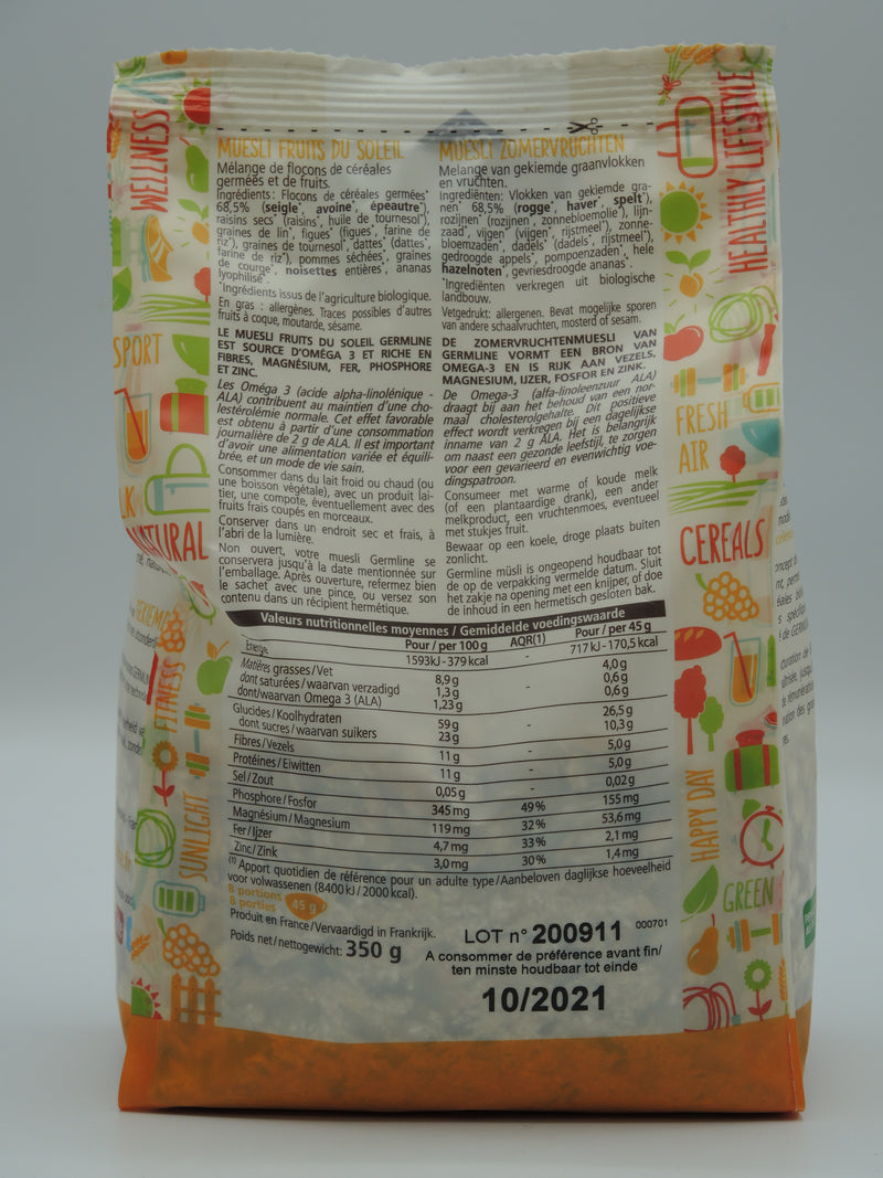 Muesli de céréales germées, Fruits du soleil, 350g, Germline