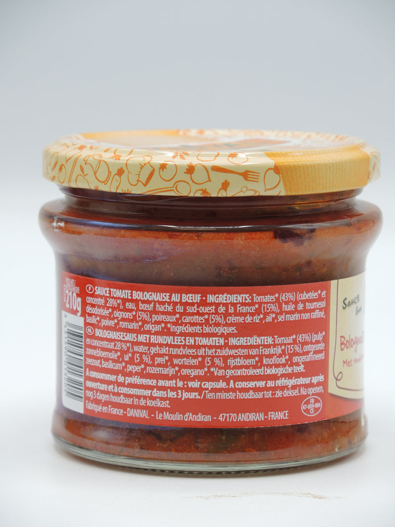 Sauce Bolognaise au Boeuf bio 210g, Danival