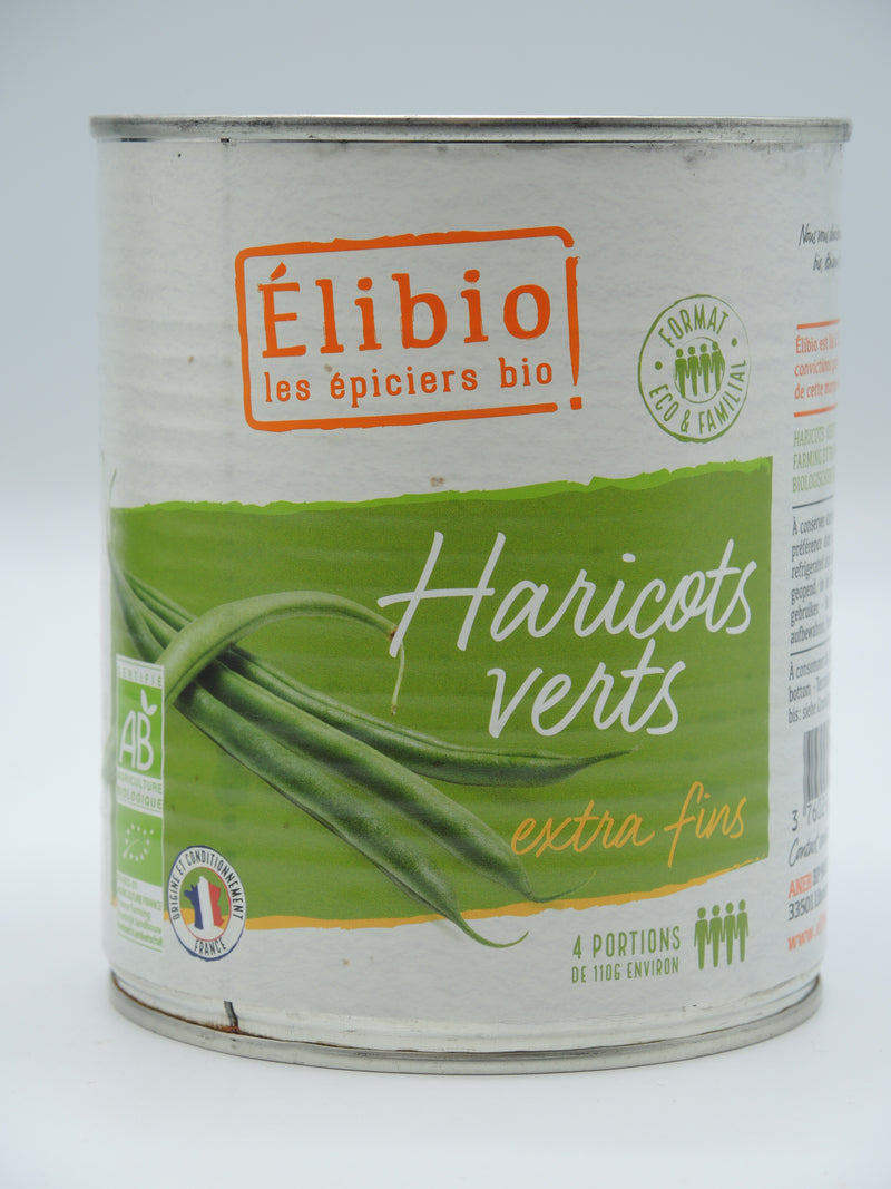 Haricots verts extra-fins, 800g, Elibio