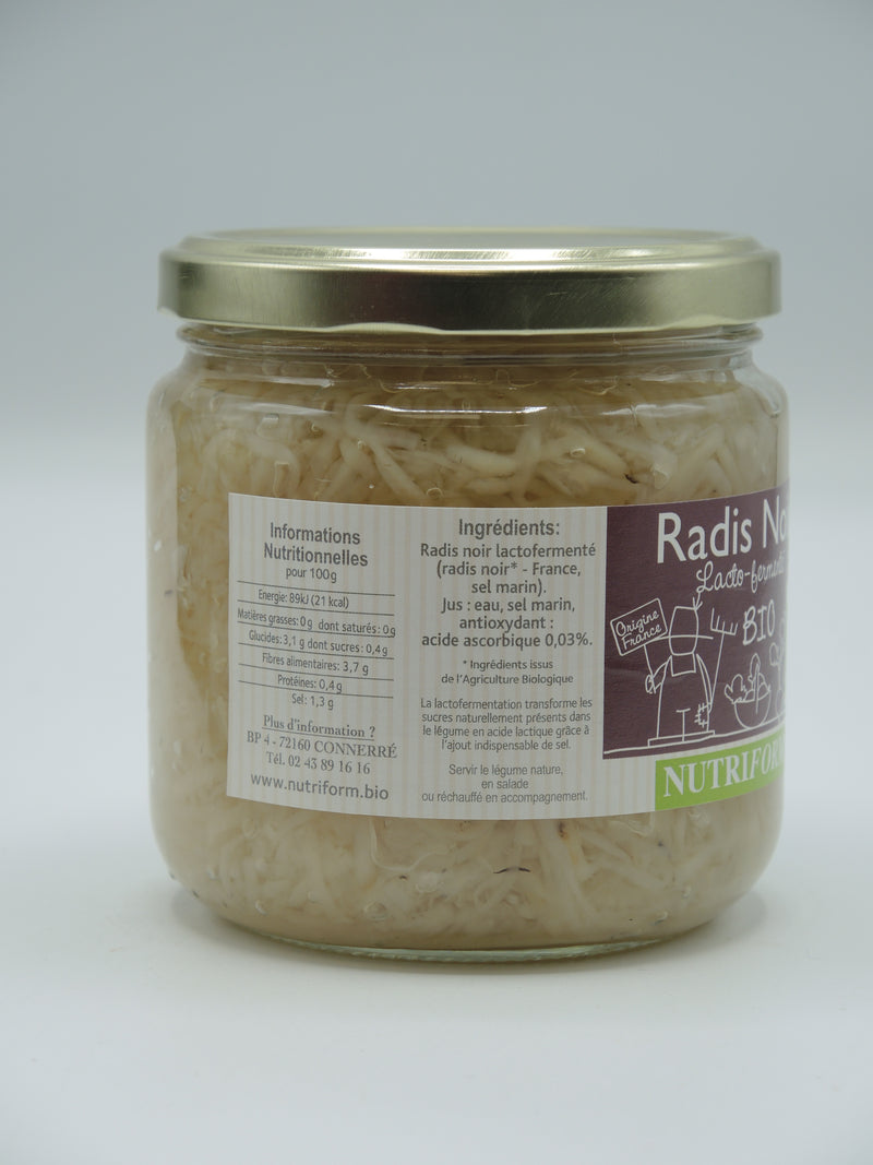 Radis noir lacto-fermenté, 380g, Nutriform