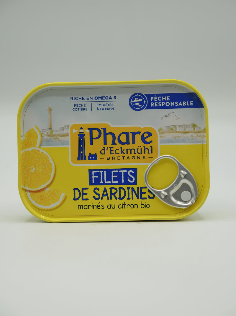 Filets de sardines marinade citron bio, 90g, Phare d'Eckmühl