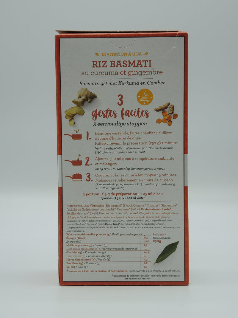 Riz basmati au curcuma et gingembre, 250g, Beendhi