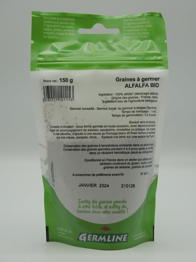 Graines à germer, Alfalfa, 150g, Germline