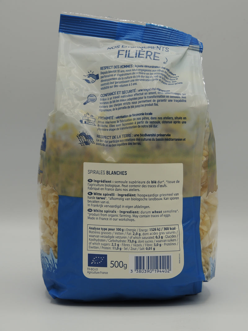 Spirales blanches, 100% France, 500g, Priméal