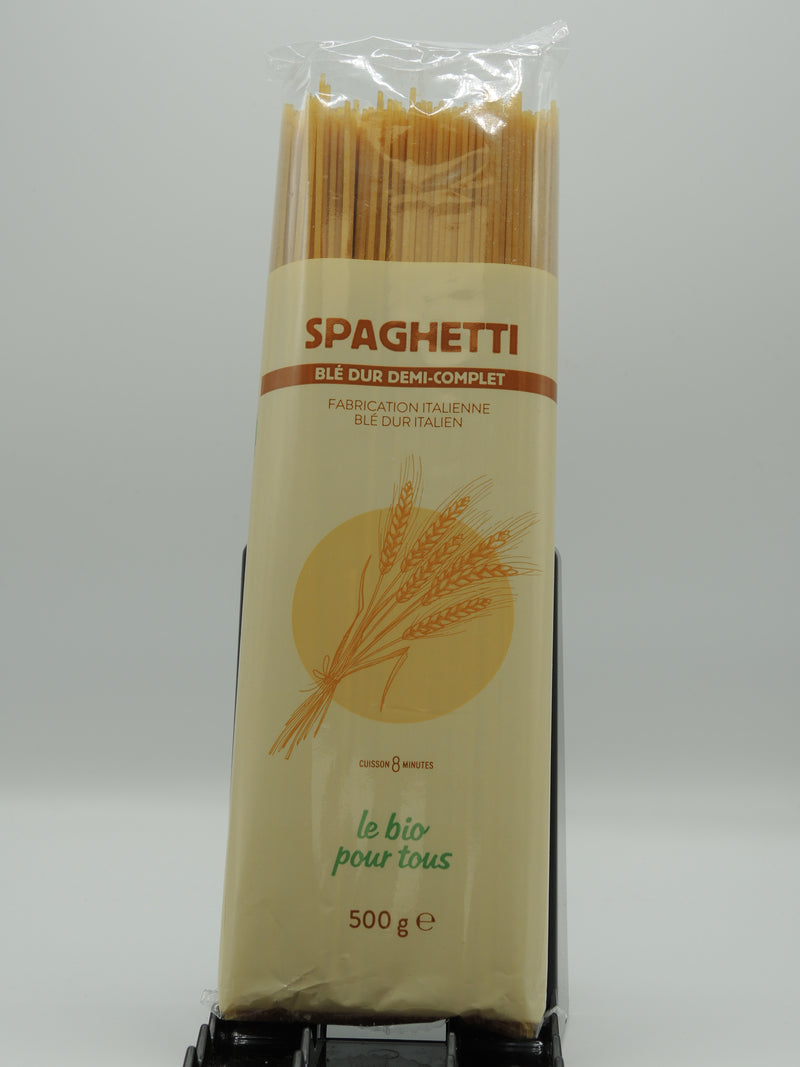 Spaghetti demi-complets, 500g, le Bio pour tous
