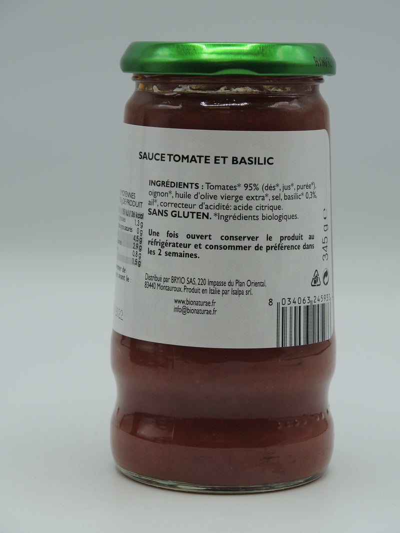 Sauce tomate & basilic, 345g, Bionaturae