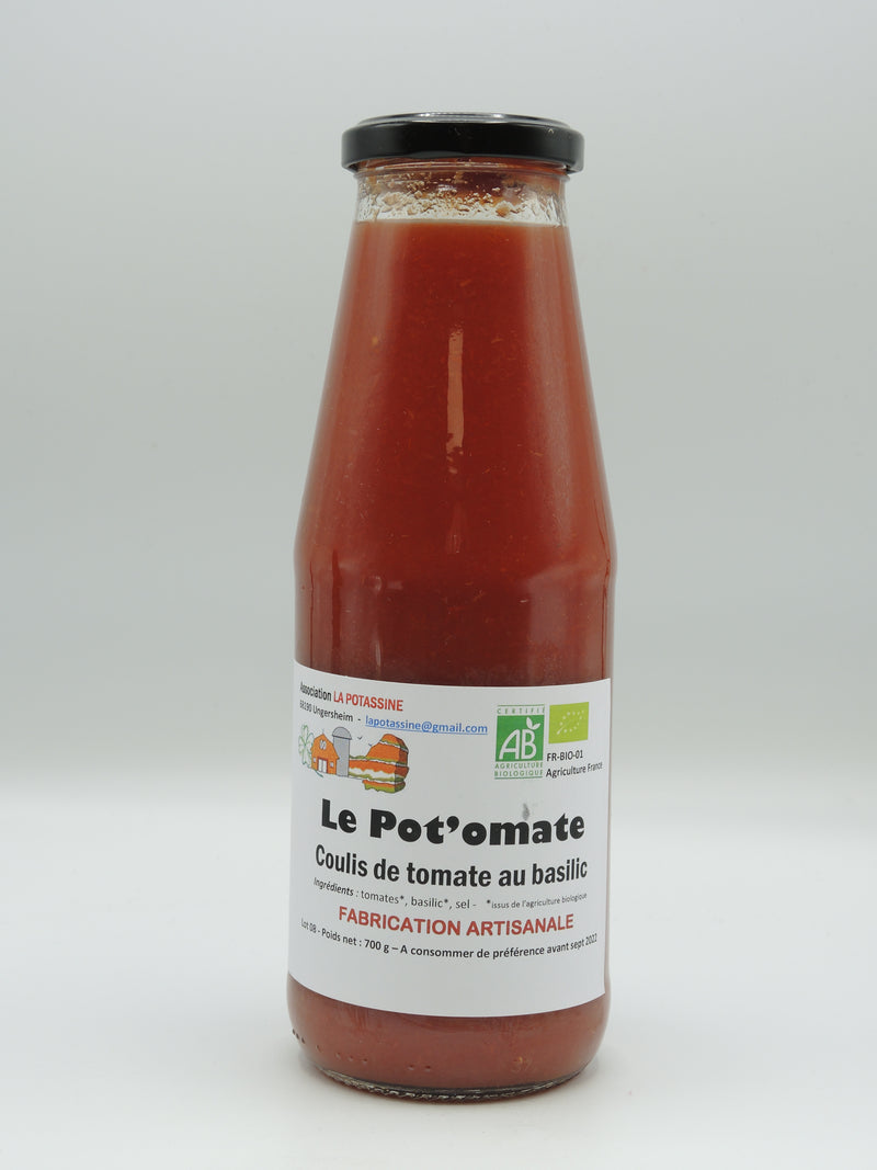 Coulis de tomate au basilic, 700g, la Potassine d'Alsace