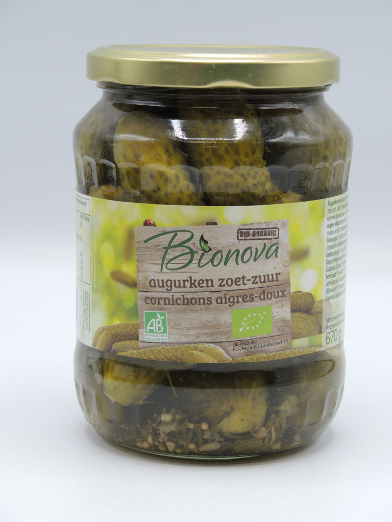 Cornichons aigres-doux, 670g, Bionova