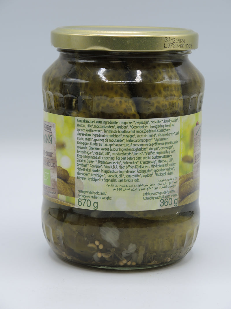 Cornichons aigres-doux, 670g, Bionova