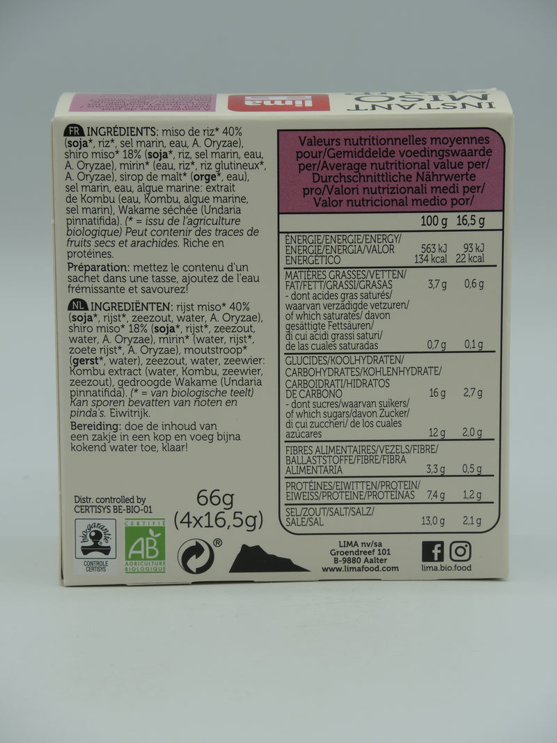 Instant miso soup, White shiro, 4x16,5g, Lima