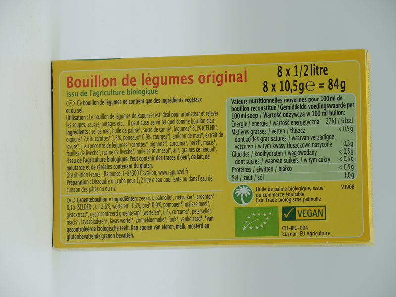 Bouillon de légumes, 8x10.5g, Rapunzel