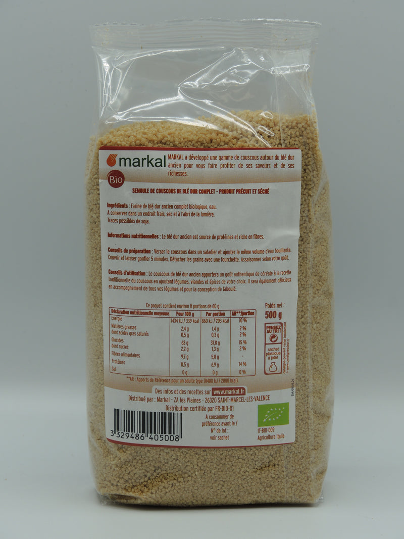 COUSCOUS DE BLÉ DUR ANCIEN, 500g, Markal