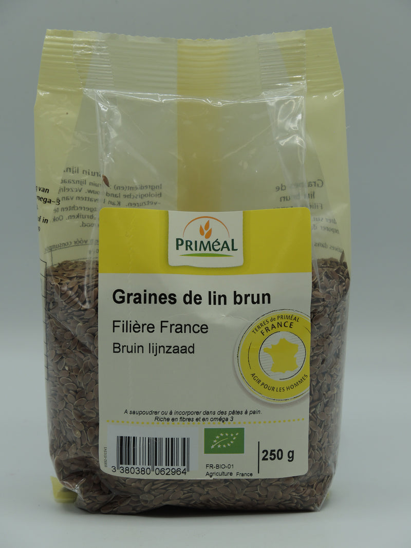 Graines de lin brun France, 250g, Priméal