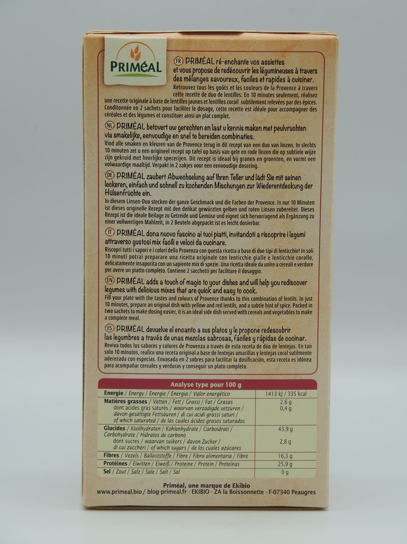 Duo de Lentilles à la Provençale, 250g, Priméal