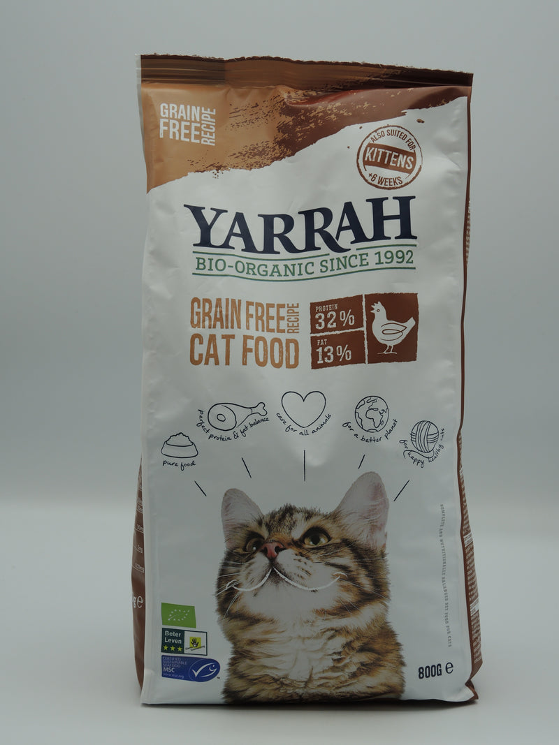 Croquettes biologiques sans céréales pour chat, 800g, Yarrah