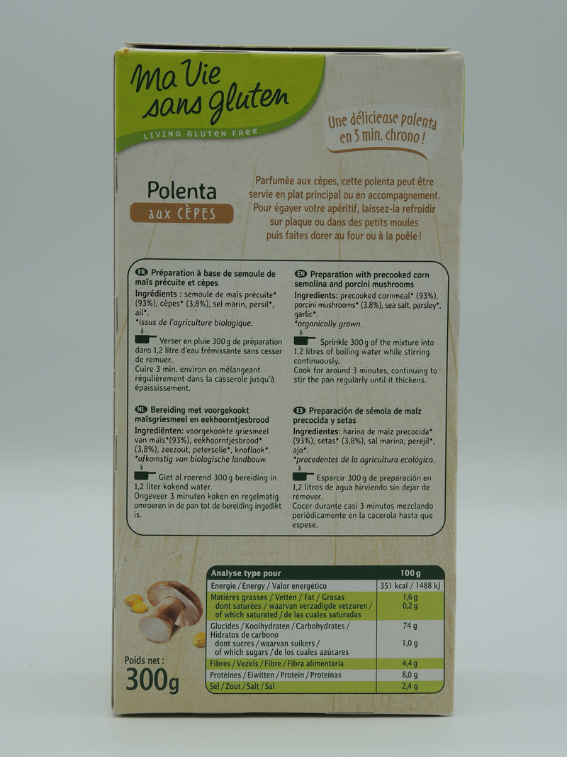 Polenta aux cèpes, 300g, Ma vie sans gluten