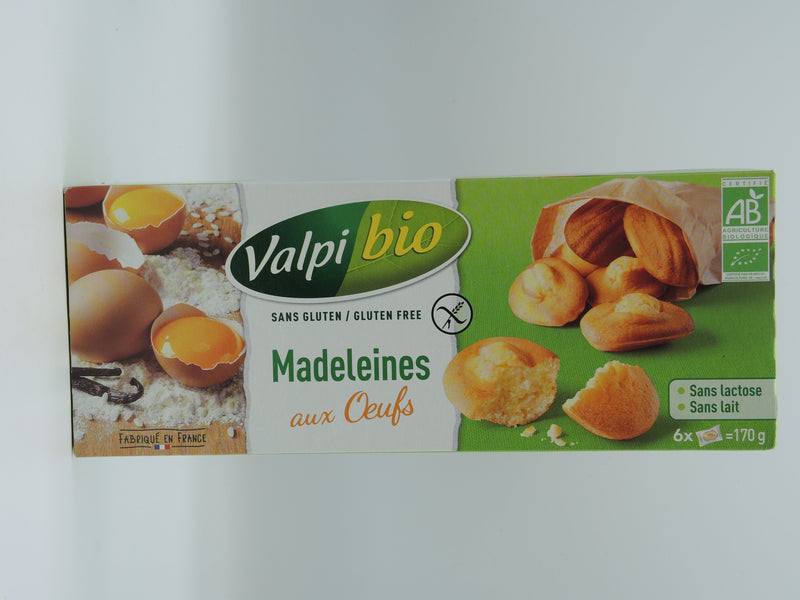 Madeleines aux œufs, sans gluten, 170g, Valpibio