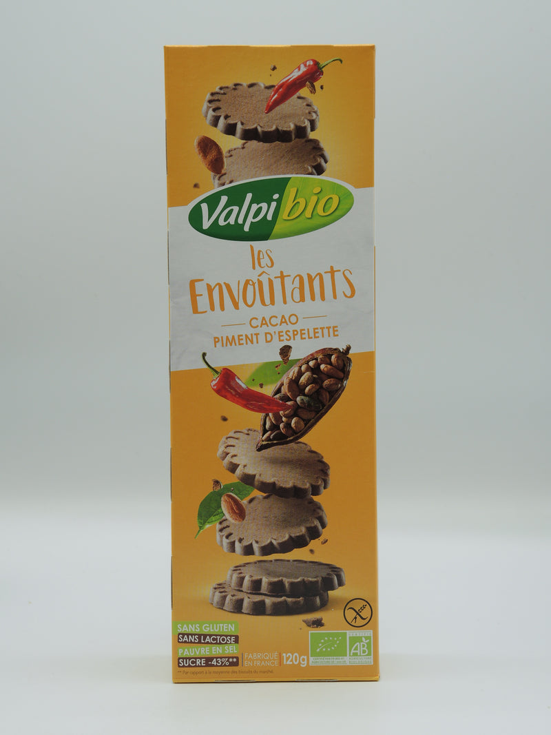 les Envoûtants, cacao & piment d'Espelette, sans gluten, 120g, Valpibio