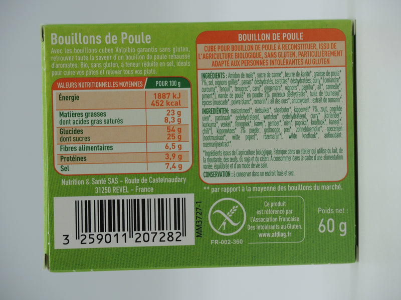 Bouillons de poule, sans gluten, 60g, Valpibio