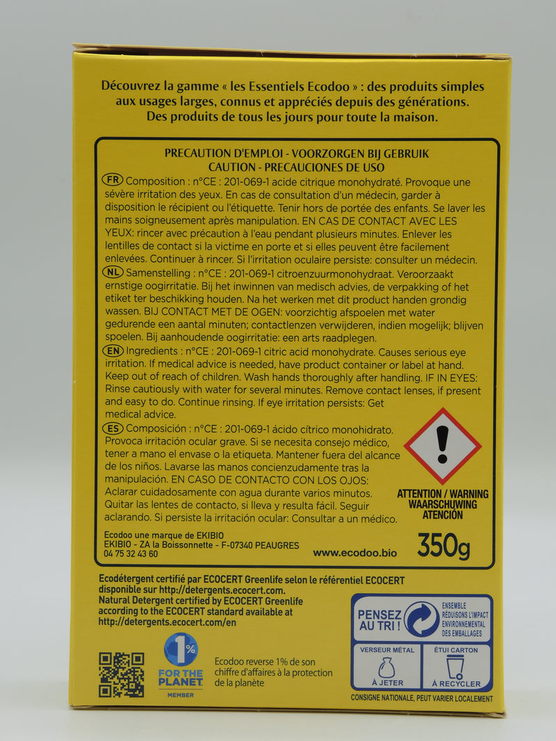 Acide citrique, 350g, Ecodoo
